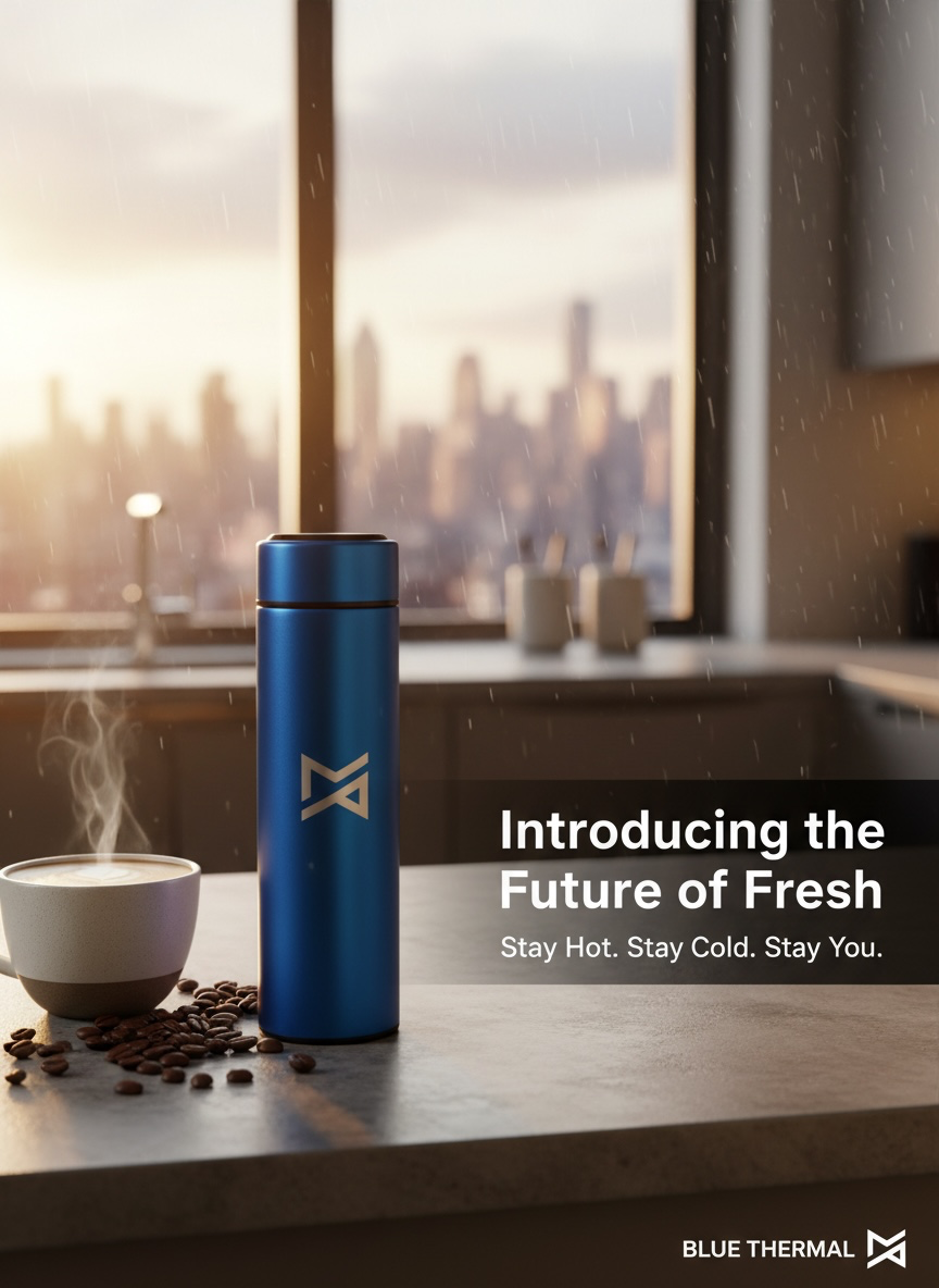 Blue Led Temperature Display Thermos Bottle