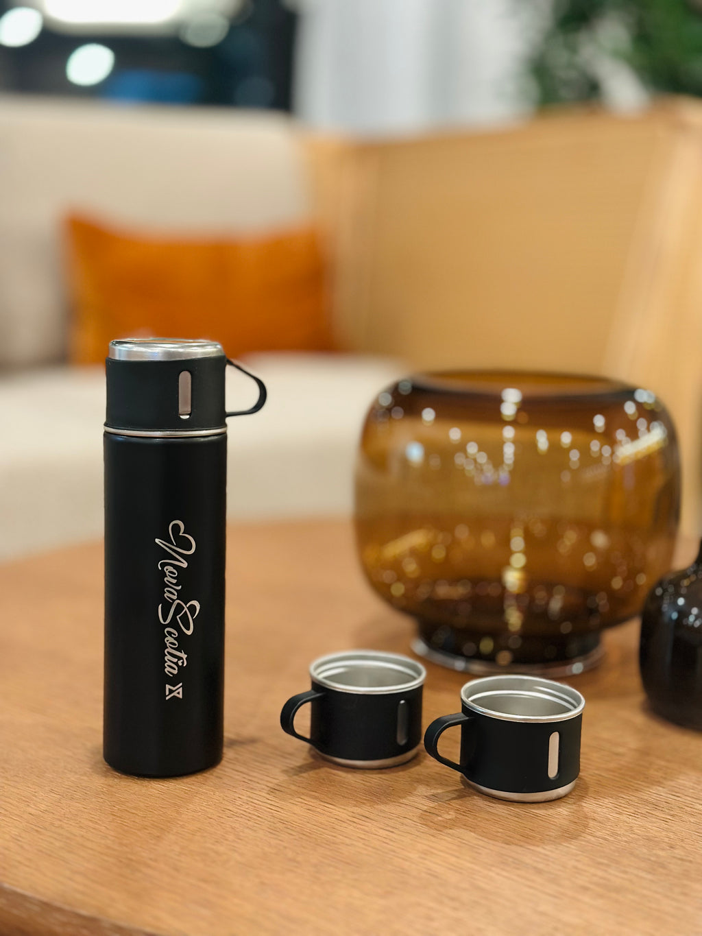 Black Nova Scotia Logo Flask