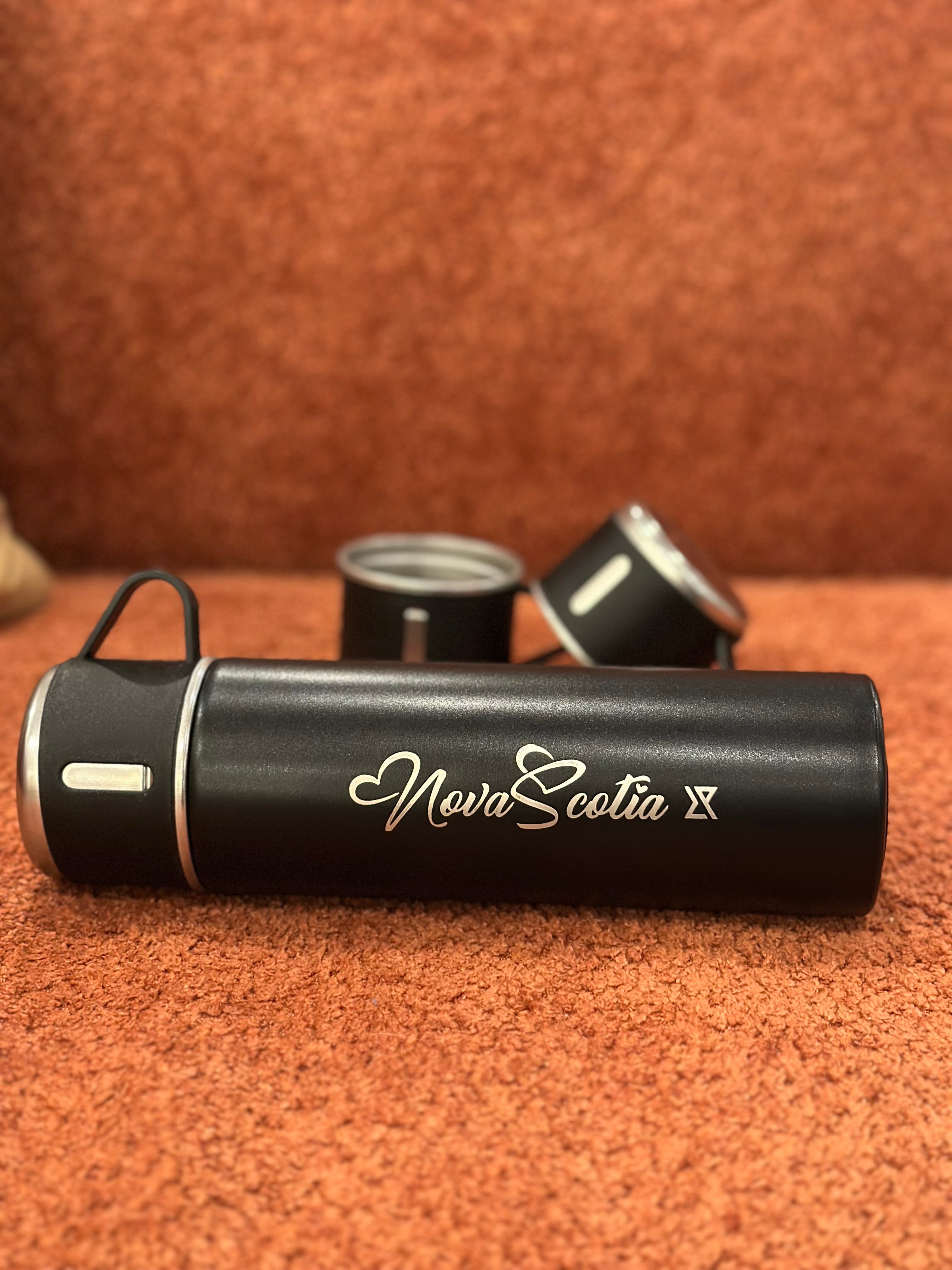 Black Nova Scotia Logo Flask