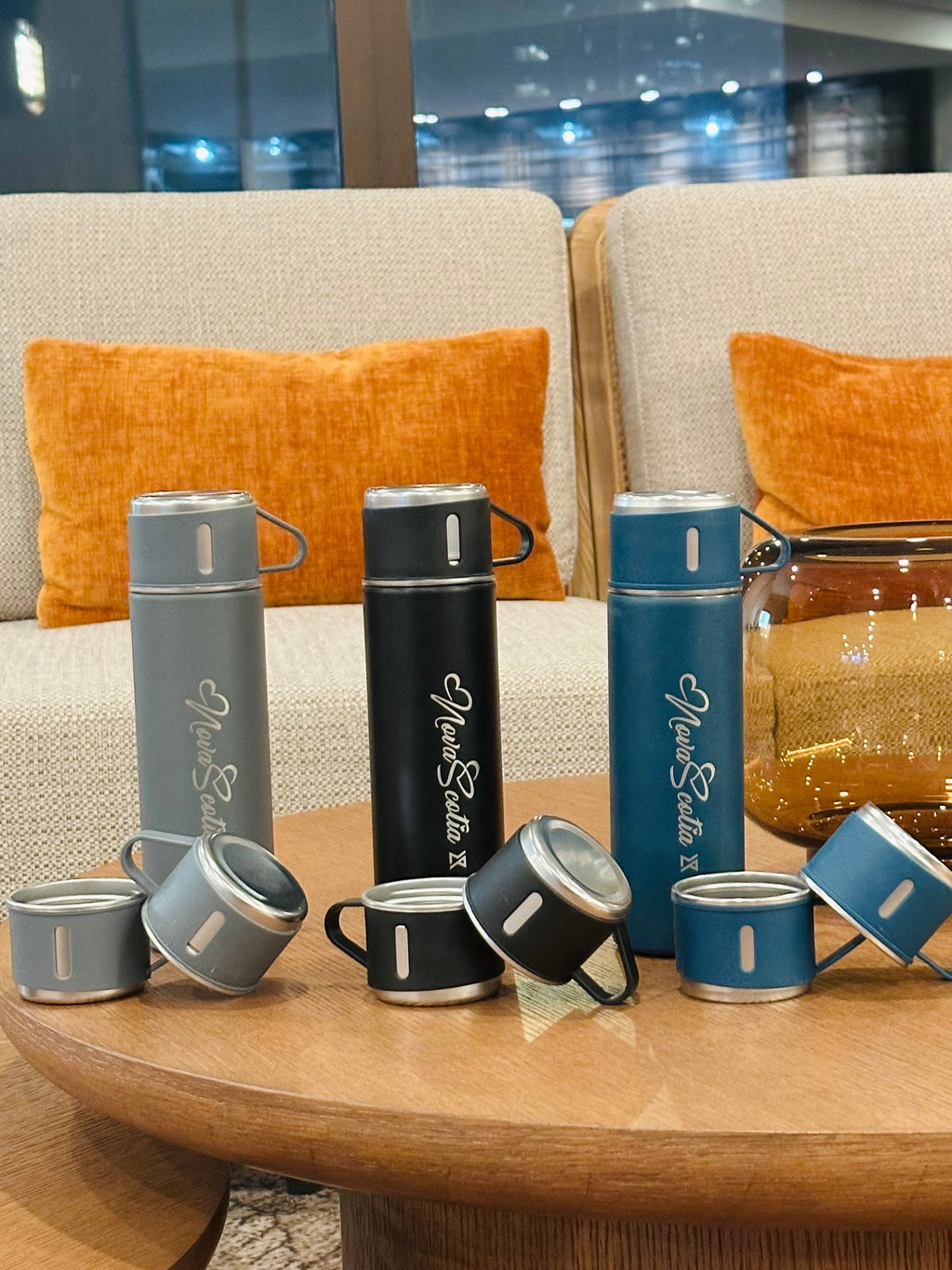 Black Nova Scotia Logo Flask