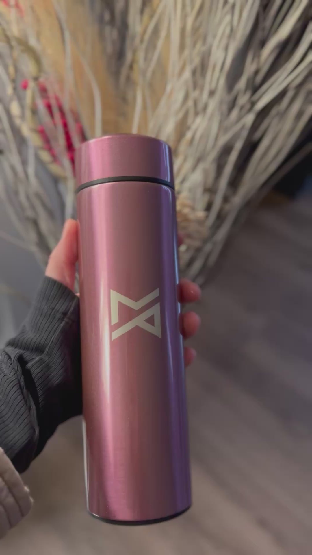 Pink Led Temperature Display Thermos Bottle